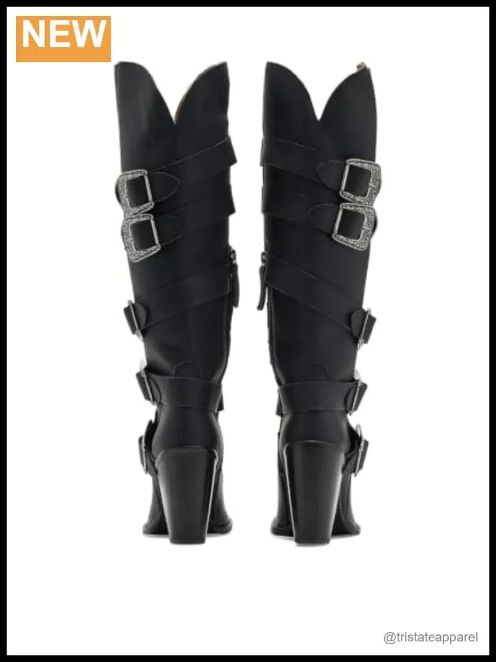 Women's Western Boots Leather Over The Knee High Heel Zip Casual